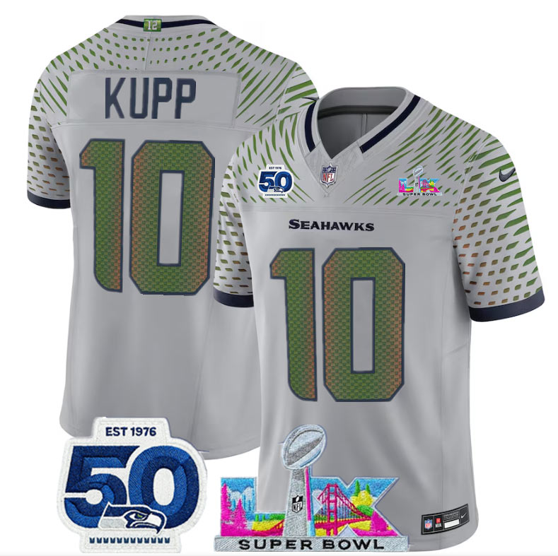 Men's Seattle Seahawks 10 Cooper Kupp Grey 2025 F.U.S.E