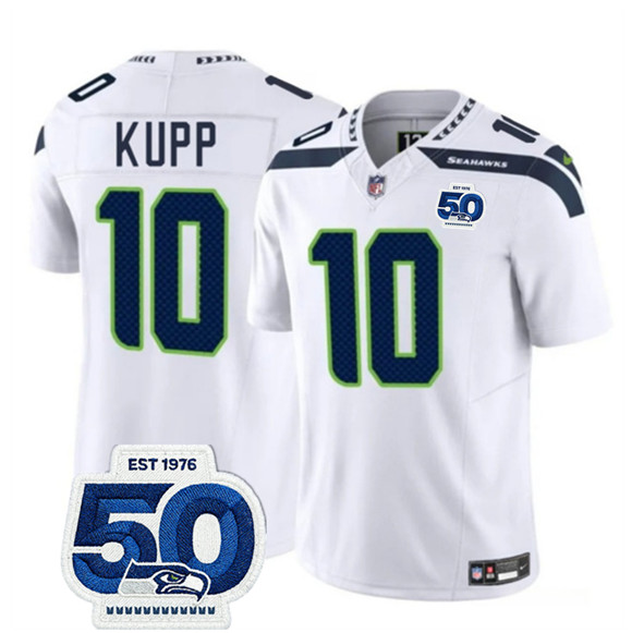 Men's Seattle Seahawks 10 Cooper Kupp White 2025 F.U.S.E. Vapor Untouchable Limited Football Stitched Jersey