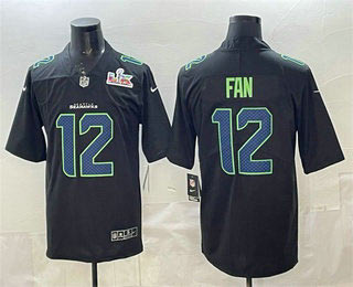 Men's Seattle Seahawks 12 Fan Limited Black Super Bowl LX Fashion Vapor Jersey