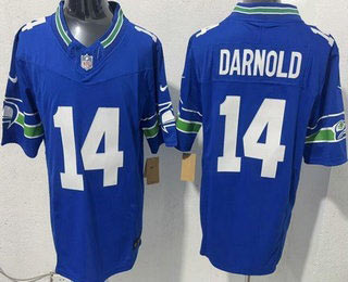 Men's Seattle Seahawks 14 Sam Darnold Limited Blue FUSE Vapor Jersey