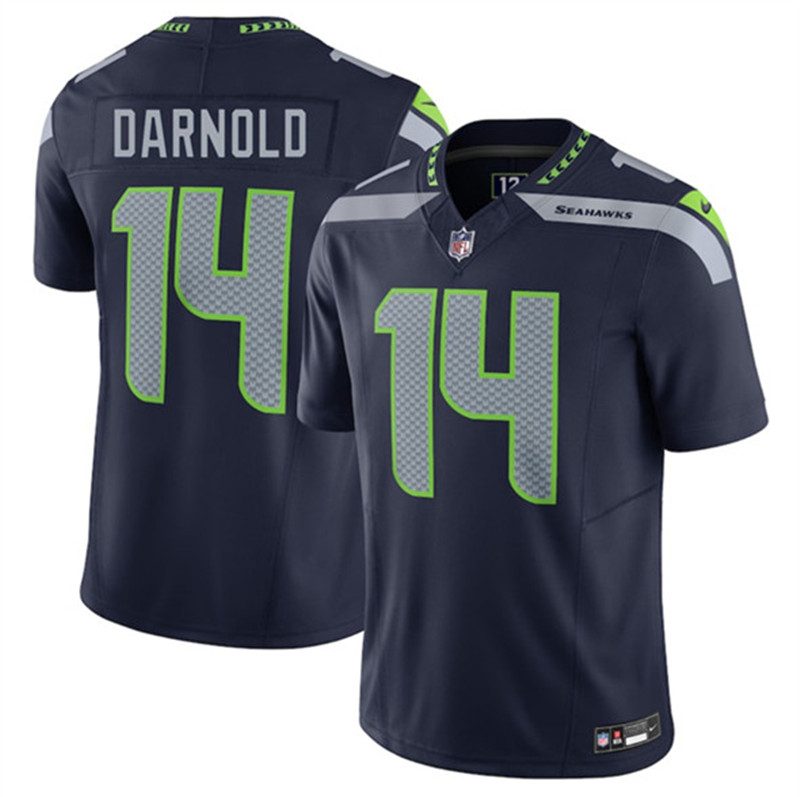 Men's Seattle Seahawks 14 Sam Darnold Navy 2024 F.U.S.E Vapor Limited Football Stitched Jersey