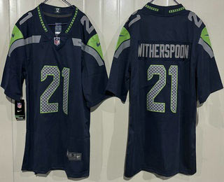 Men's Seattle Seahawks 21 Devon Witherspoon Limited Navy Vapor Jersey