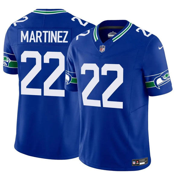 Men's Seattle Seahawks 22 Damien Martinez Royal 2025 F.U.S.E Throwback Vapor Limited Football Stitched Jersey