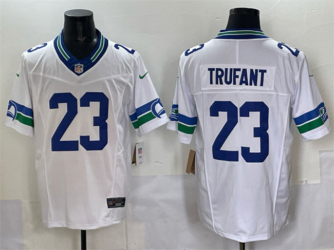 Men's Seattle Seahawks 23 Marcus Trufant White F.U.S.E. Throwback Vapor Limited Football Stitched Jersey