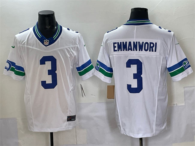 Men's Seattle Seahawks 3 Nick Emmanwori White F.U.S.E. Throwback Vapor Limited Football Stitched Jersey