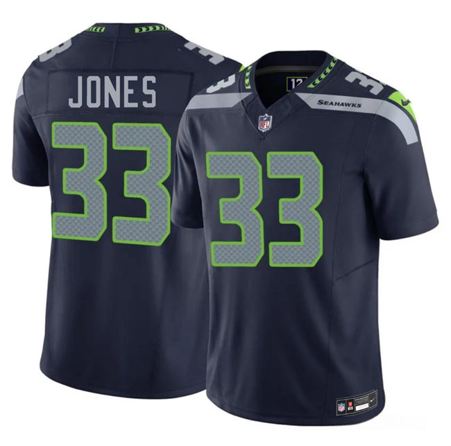 Men's Seattle Seahawks 33 Velus Jones Navy 2026 F.U.S.E. Vapor Untouchable Limited Football Stitched Jersey