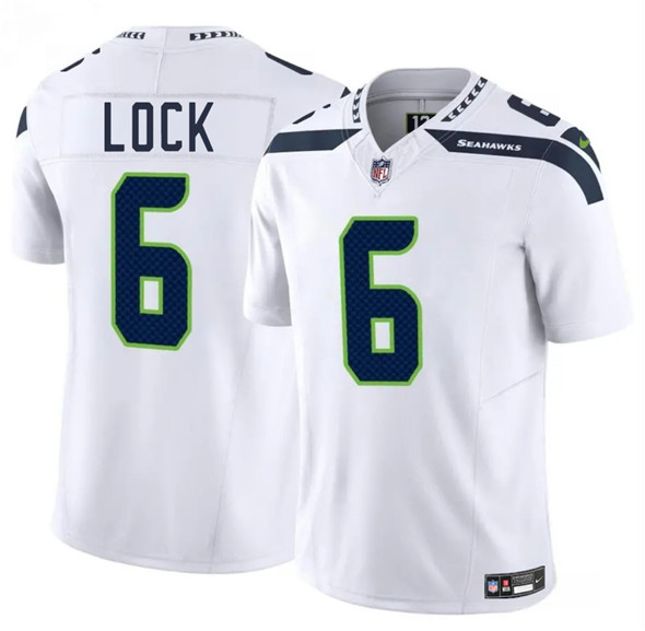 Men's Seattle Seahawks 6 Drew Lock White 2025 F.U.S.E. Vapor Limited Football Stitched Jersey