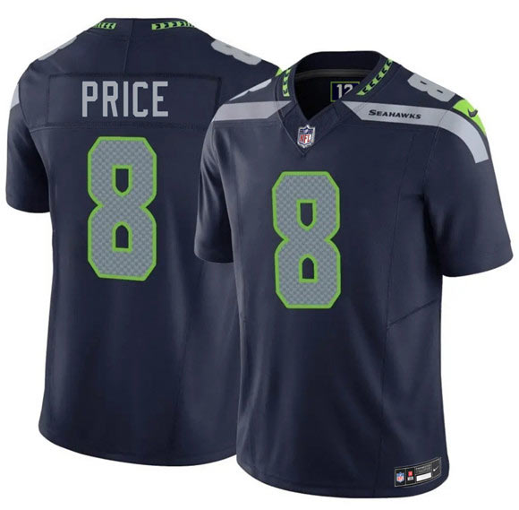 Men's Seattle Seahawks 8 Jadarian Price Navy 2026 F.U.S.E. Vapor Untouchable Limited Football Stitched Jersey