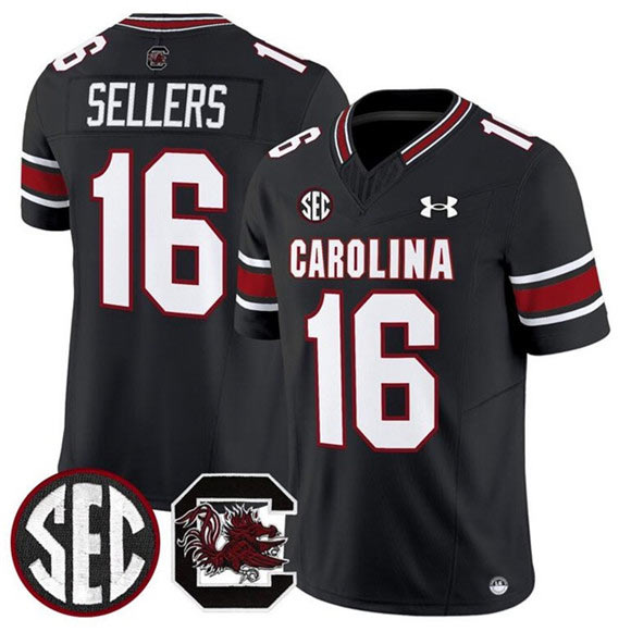 Men's South Carolina Fighting Gamecocks 16 LaNorris Sellers Black 2025 F.U.S.E. Stitched Jersey