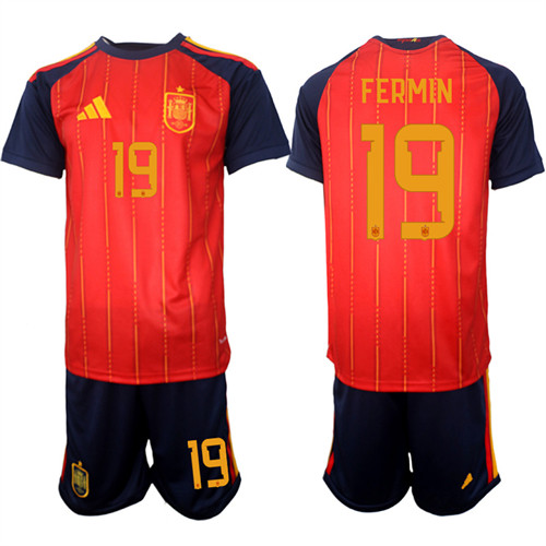 Men's Spain 19 FERMIN National Team FIFA x World Cup 2026 Home Red On Field Jerseys