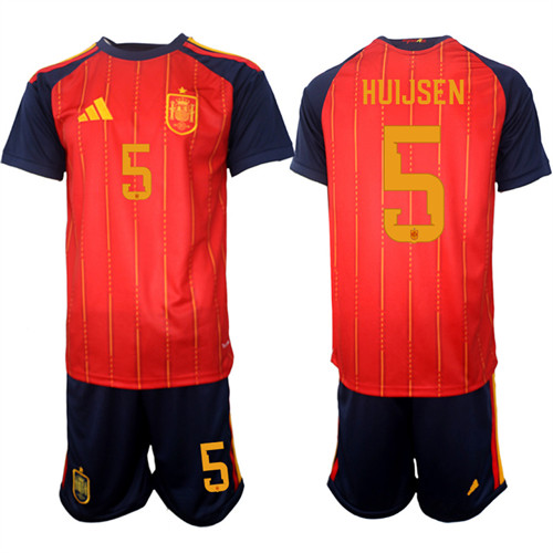 Men's Spain 5 HUIJSEN National Team FIFA x World Cup 2026 Home Red On Field Jerseys