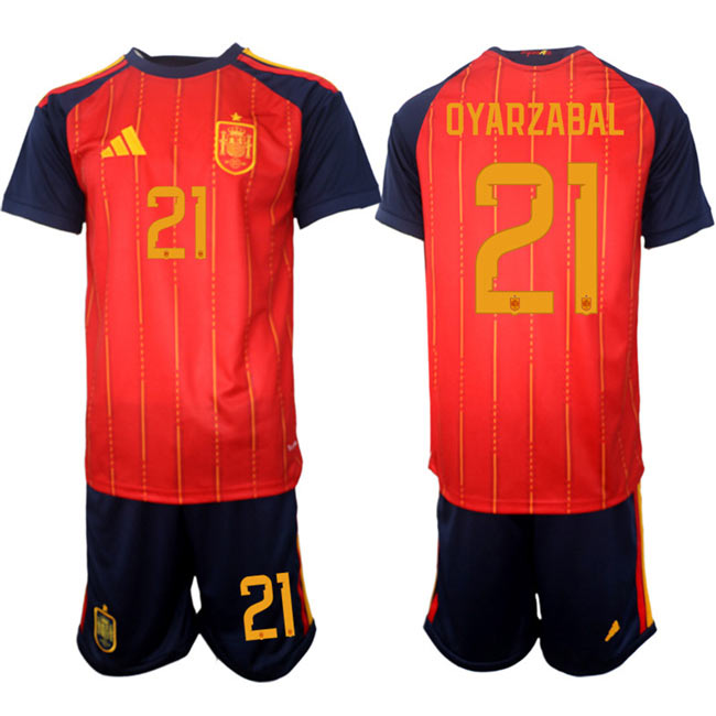 Men's Spain Team 21 Mikel Oyarzabal 2025 26 Red Home Soccer Jersey Suit