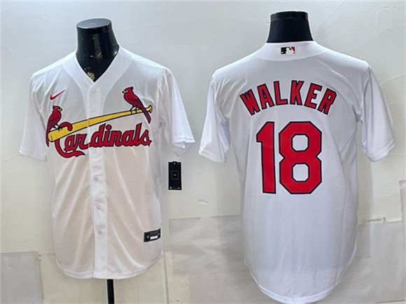 Men's St Louis Cardinals 18 Jordan Walker White Home Stitched Baseball Jersey Men's St Louis Cardinals 18 Jordan Walker White Home Stitched Baseball Jersey