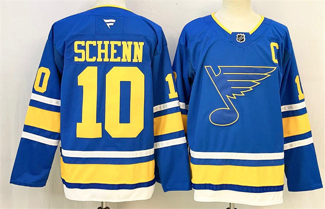 Men's St. Louis Blues 10 Brayden Schenn Blue 2025 With C Patch Stitched Hockey Jersey