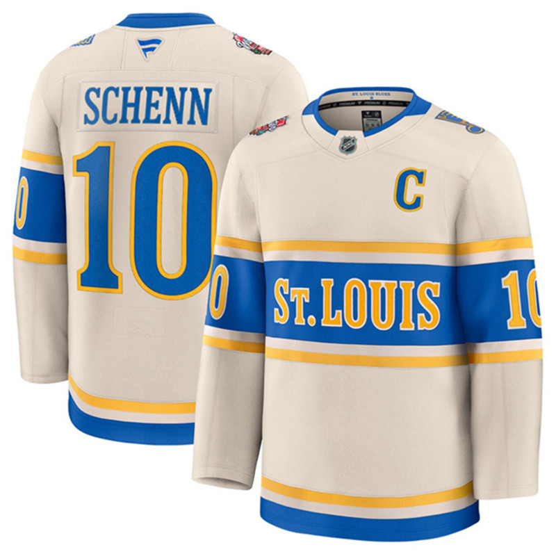 Men's St. Louis Blues 10 Brayden Schenn Cream 2024 25 Winter Classic Stitched Hockey Jersey
