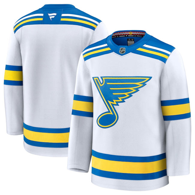 Men's St. Louis Blues Blank White 2024 25 Away Stitched Hockey Jersey