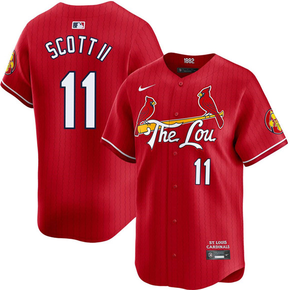Men's St. Louis Cardinals 11 Victor Scott II Red City Connect Limited Stitched Baseball Jersey