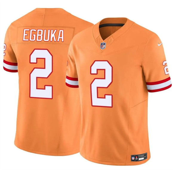 Men's Tampa Bay Buccaneers 2 Emeka Egbuka Orange 2025 Draft F.U.S.E. Throwback Limited Football Stitched Jersey