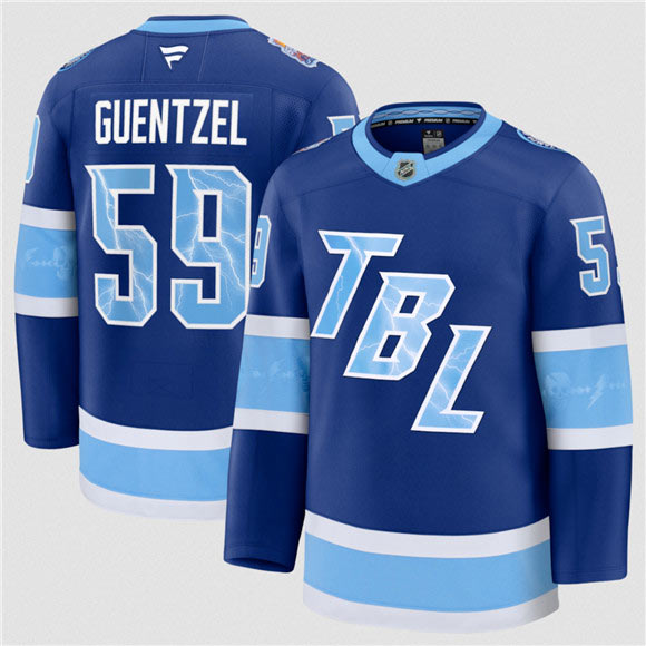 Men's Tampa Bay Lightning 59 Jake Guentzel Blue 2026 Stadium Series Stitched Jersey