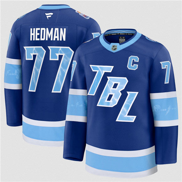 Men's Tampa Bay Lightning 77 Victor Hedman Blue 2026 Stadium Series Stitched Jersey
