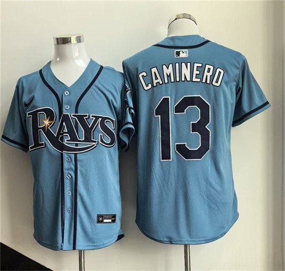 Men's Tampa Bay Rays 13 Junior Caminero Blue 2026 Limited Stitched Baseball Jersey