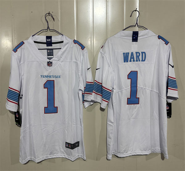 Men's Tennessee Titans 1 Cameron Ward White 2026 F.U.S.E. Vapor Limited Football Stitched Jersey Men's Tennessee Titans 1 Cameron Ward White 2026 F.U.S.E. Vapor Limited Football Stitched Jersey