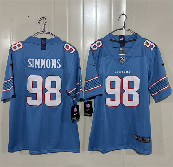 Men's Tennessee Titans 98 Jeffery Simmons Light Blue 2026 F.U.S.E. Vapor Limited Football Stitched Jersey Men's Tennessee Titans 98 Jeffery Simmons Light Blue 2026 F.U.S.E. Vapor Limited Football Stitched Jersey