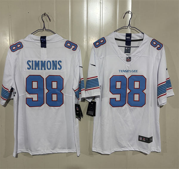 Men's Tennessee Titans 98 Jeffery Simmons White 2026 F.U.S.E. Vapor Limited Football Stitched Jersey Men's Tennessee Titans 98 Jeffery Simmons White 2026 F.U.S.E. Vapor Limited Football Stitched Jersey