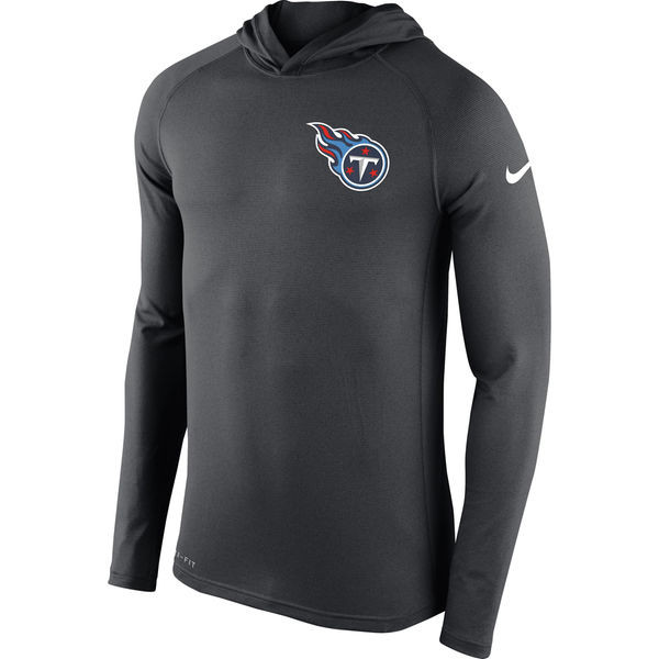 Men's Tennessee Titans Charcoal Stadium Touch Long Sleeve Hooded Performance T Shirt
