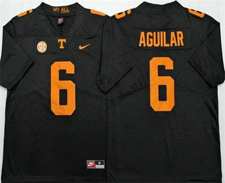 Men's Tennessee Volunteers 6 Joey Aguilar Black College Football Jersey