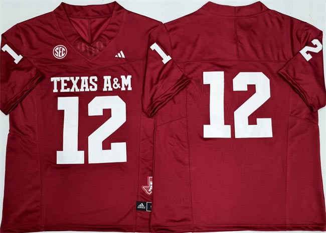 Men's Texas A&M Aggies Lions 12 Premier Strategy Red 2025 F.U.S.E. Stitched Jersey