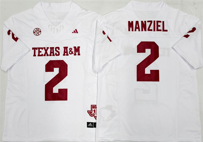 Men's Texas A&M Aggies Lions 2 Johnny Manziel White F.U.S.E. Stitched Jersey