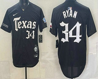 Men's Texas Rangers 34 Nolan Ryan Black Gothic Mexico 2025 Vapor Premier Limited Jersey Men's Texas Rangers 34 Nolan Ryan Black Gothic Mexico 2025 Vapor Premier Limited Jersey