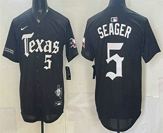 Men's Texas Rangers 5 Corey Seager Black Gothic Mexico 2025 Vapor Premier Limited Jersey Men's Texas Rangers 5 Corey Seager Black Gothic Mexico 2025 Vapor Premier Limited Jersey