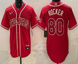 Men's Texas Rangers 80 Kumar Rocker Red 2026 City Connect Stadium Jersey Men's Texas Rangers 80 Kumar Rocker Red 2026 City Connect Stadium Jersey