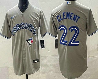 Men's Toronto Blue Jays 22 Ernie Clement Gray Cool Base Jersey
