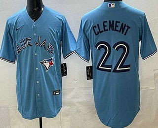 Men's Toronto Blue Jays 22 Ernie Clement Light Blue Cool Base Jersey