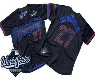 Men's Toronto Blue Jays 27 Vladimir Guerrero Jr Black City 2025 World Series Limited Jersey