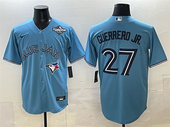 Men's Toronto Blue Jays 27 Vladimir Guerrero Jr. Blue 2025 World Series Cool Base Stitched Baseball Jersey
