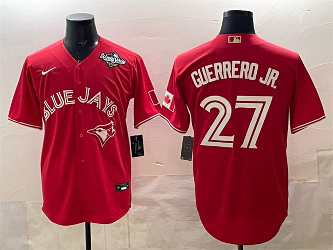 Men's Toronto Blue Jays 27 Vladimir Guerrero Jr. Red 2025 World Series Cool Base Stitched Baseball Jersey
