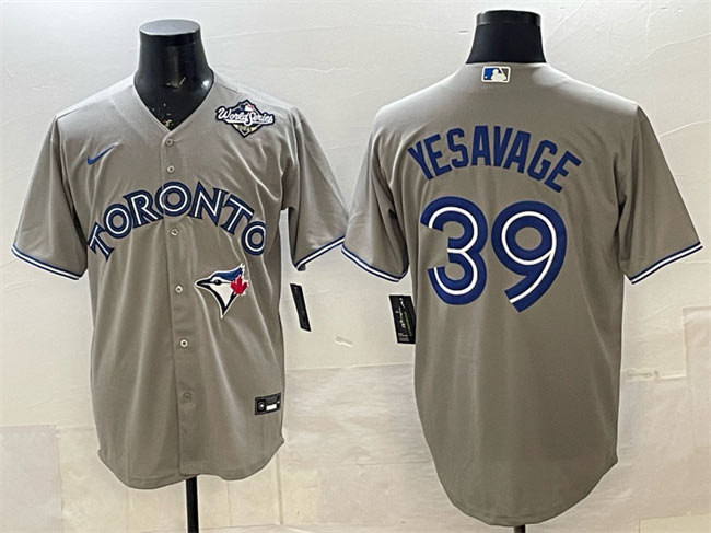 Men's Toronto Blue Jays 39 Trey Yesavage Gray 2025 World Series Cool Base Stitched Baseball Jersey