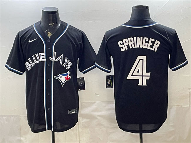 Men's Toronto Blue Jays 4 George Springer 2026 Fashion Replica Black Out Stitched Baseball Jersey