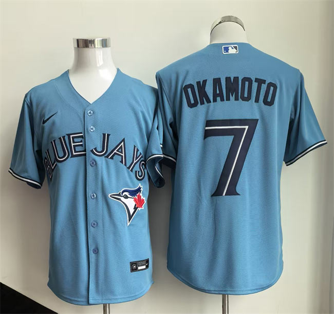 Men's Toronto Blue Jays 7 Kazuma Okamoto Blue Limited Stitched Baseball Jersey