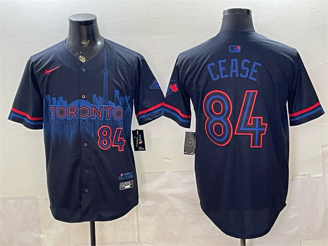 Men's Toronto Blue Jays 84 Dylan Cease Navy 2024 City Connect Limited Stitched Baseball Jersey