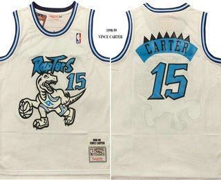 Men's Toronto Raptors 15 Vince Carter White 1998 Throwback Swingman Jersey