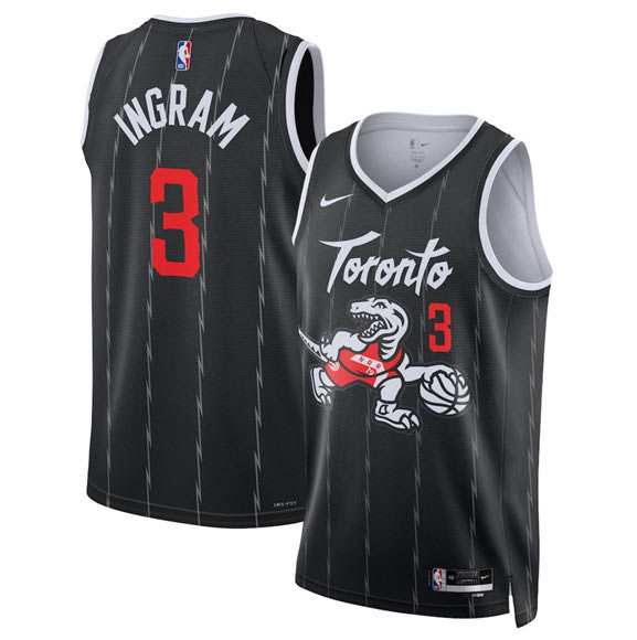 Men's Toronto Raptors 3 Brandon Ingram Black 2025 26 City Edition Stitched Basketball Jersey
