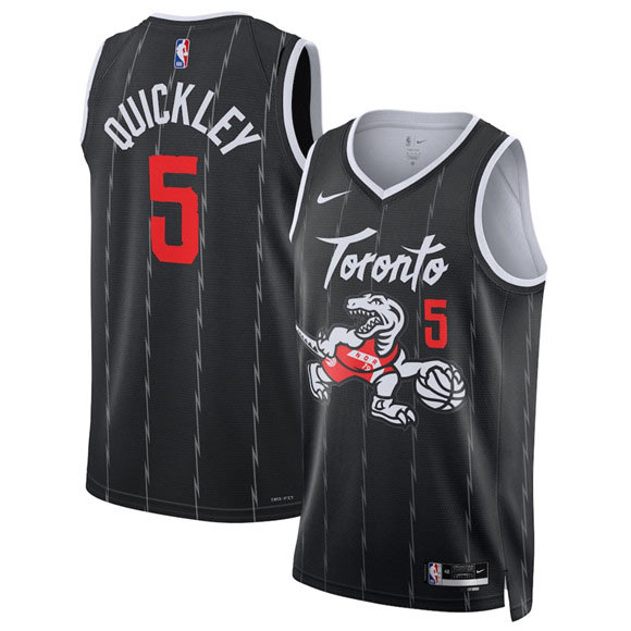 Men's Toronto Raptors 5 Immanuel Quickley Black 2025 26 City Edition Stitched Basketball Jersey