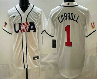 Men's USA 1 Corbin Carroll White 2026 World Baseball Classic Cool Base Jersey
