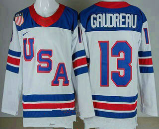 Men's USA 13 Johnny Gaudreau White 2026 olympics authentic jersey