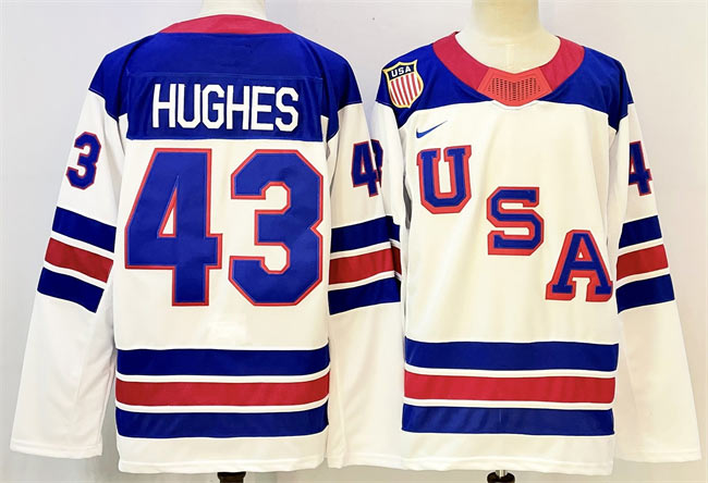 Men's USA 43 Quinn Hughes White 2025 2026 Stitched Jersey